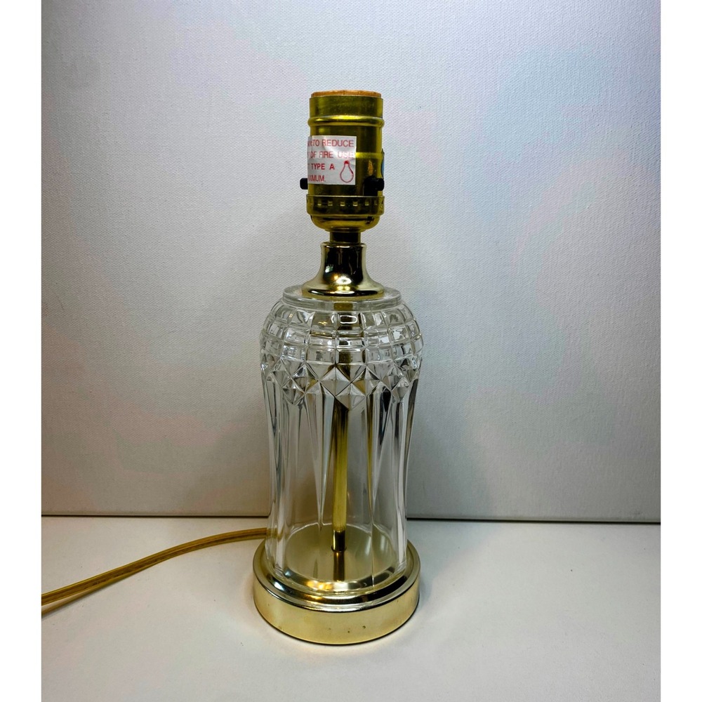 VTG Underwriters Lab Table Lamp Clear Cut Crystal Brass Base Cottage Core Boho